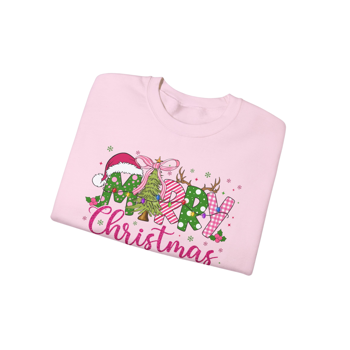 Pink Merry Christmas 2024, Adult, Sweatshirt.