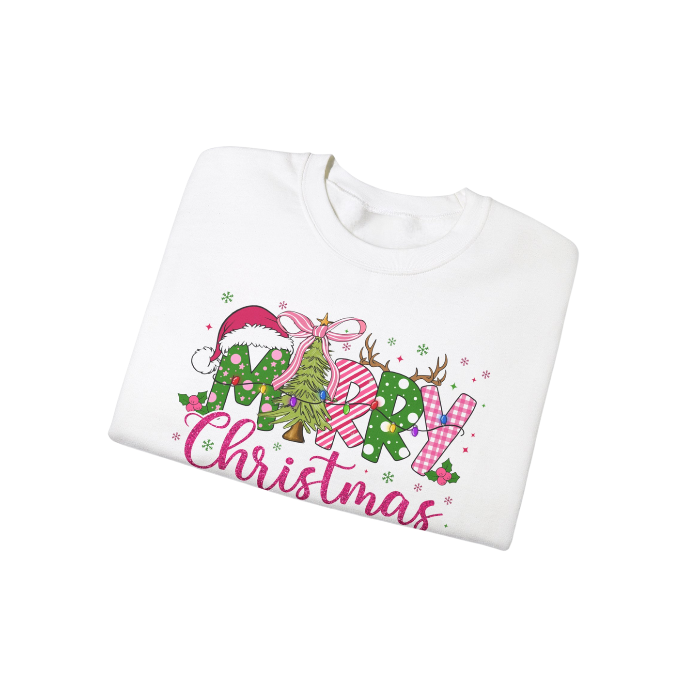 Pink Merry Christmas 2024, Adult, Sweatshirt.